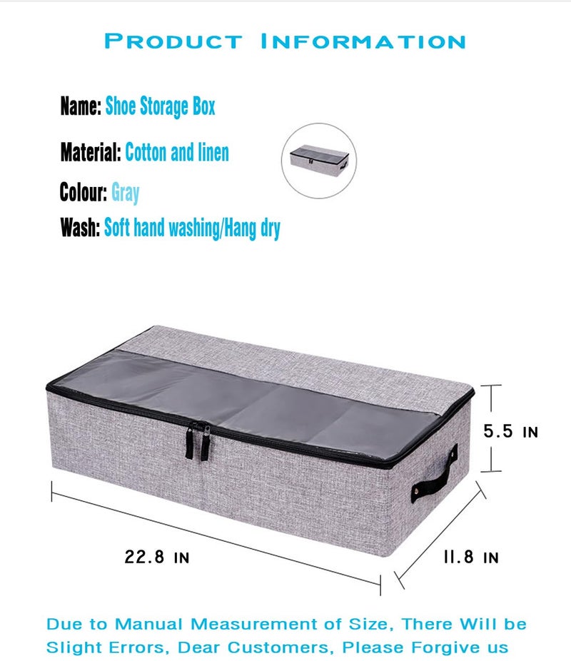 AARAINBOW Foldable Under Bed Clothes Organizer with Lid, Underbed Storage Container with Adjustable Dividers, Clear Window, Gray - Image 2